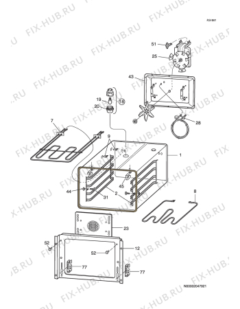 Взрыв-схема посудомоечной машины Electrolux EKE 6246 - Схема узла H10 Main Oven Cavity (large)